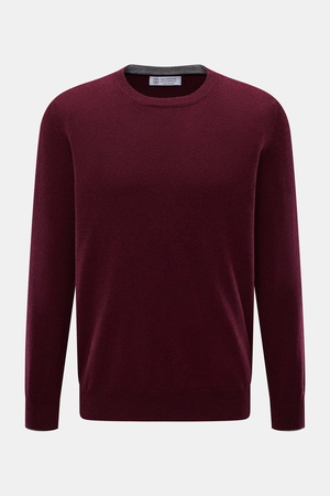 Brunello Cucinelli  - Herren - Cashmere Rundhalspullover bordeaux meliert