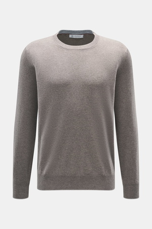 Brunello Cucinelli  - Herren - Cashmere Rundhalspullover graubraun meliert