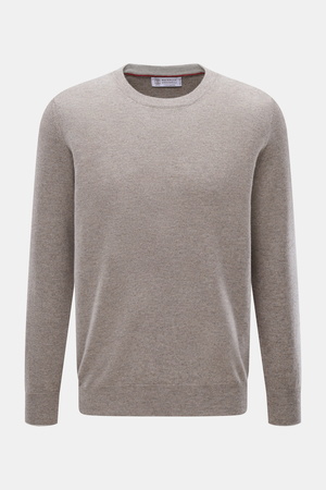Brunello Cucinelli  - Herren - Cashmere Rundhalspullover taupe meliert