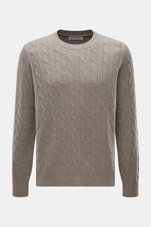 Brunello Cucinelli  - Herren - Cashmere Rundhalspullover taupe meliert
