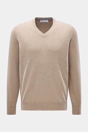 Brunello Cucinelli  - Herren - Cashmere V-Neck Pullover beige