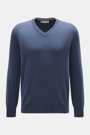 Brunello Cucinelli  - Herren - Cashmere V-Neck Pullover graublau meliert