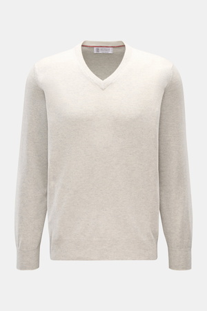 Brunello Cucinelli  - Herren - Cashmere V-Neck Pullover hellgrau meliert