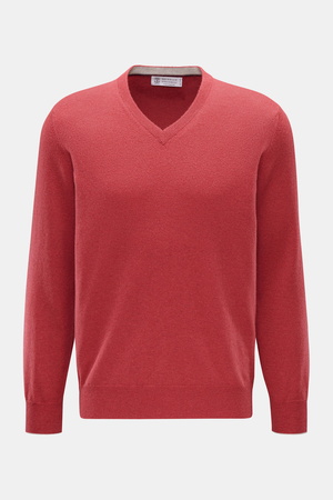 Brunello Cucinelli  - Herren - Cashmere V-Neck Pullover hellrot