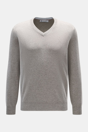 Brunello Cucinelli  - Herren - Cashmere V-Neck Pullover taupe meliert