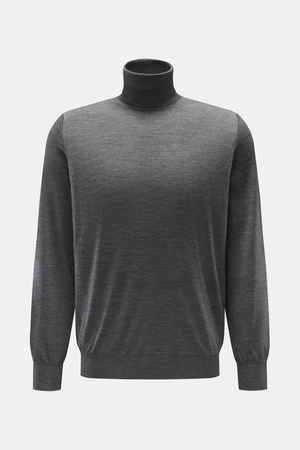Brunello Cucinelli  - Herren - Feinstrick-Rollkragenpullover dunkelgrau meliert