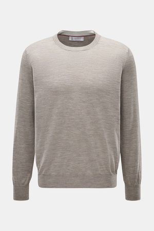 Brunello Cucinelli  - Herren - Feinstrick-Rundhalspullover taupe meliert