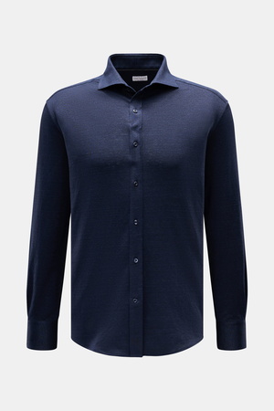 Brunello Cucinelli  - Herren - Jersey-Hemd Haifisch-Kragen navy meliert