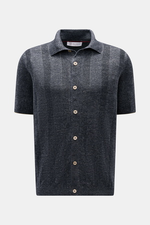 Brunello Cucinelli  - Herren - Kurzarm-Strickhemd anthrazit meliert