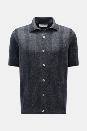 Brunello Cucinelli  - Herren - Kurzarm-Strickhemd anthrazit meliert