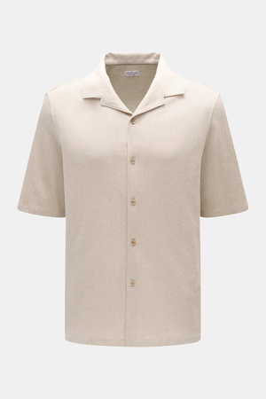 Brunello Cucinelli  - Herren - Kurzarm-Strickhemd beige meliert