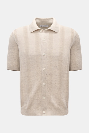 Brunello Cucinelli  - Herren - Kurzarm-Strickhemd sand meliert