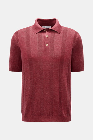 Brunello Cucinelli  - Herren - Kurzarm-Strickpolo dunkelrot meliert