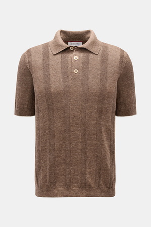 Brunello Cucinelli  - Herren - Kurzarm-Strickpolo graubraun meliert