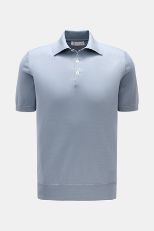 Brunello Cucinelli  - Herren - Kurzarm-Strickpolo rauchblau