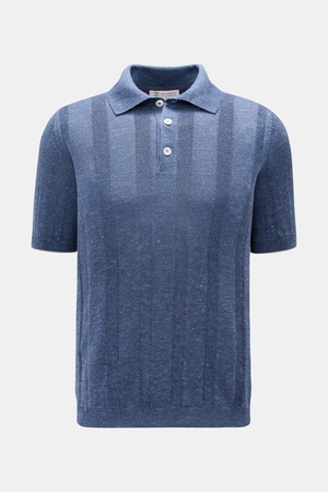 Brunello Cucinelli  - Herren - Kurzarm-Strickpolo rauchblau meliert