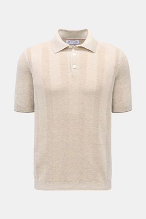 Brunello Cucinelli  - Herren - Kurzarm-Strickpolo sand meliert