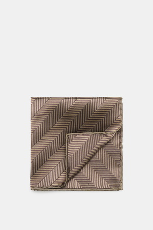 Brunello Cucinelli  - Herren - Seiden-Einstecktuch braun gemustert