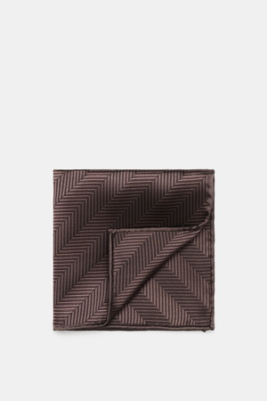 Brunello Cucinelli  - Herren - Seiden-Einstecktuch dunkelbraun gemustert