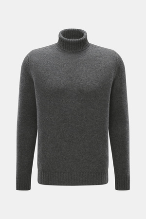 Bruno Manetti  - Herren - Cashmere Rollkragenpullover dunkelgrau meliert