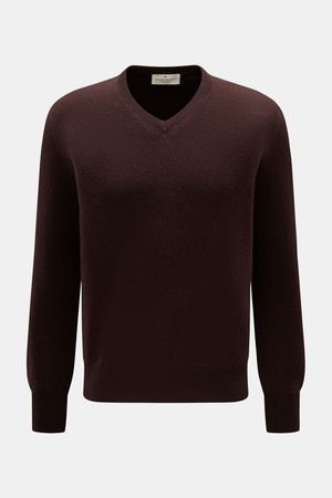 Bruno Manetti  - Herren - Cashmere V-Neck Pullover dunkelbraun