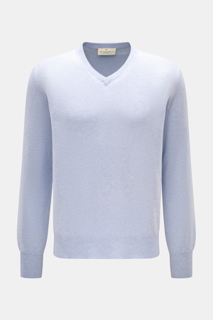 Bruno Manetti  - Herren - Cashmere V-Neck Pullover hellblau meliert