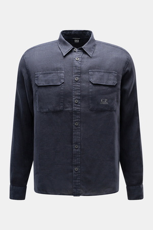 C.P. Company  - Herren - Leinenhemd schmaler Kragen navy