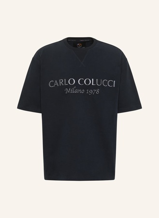 Carlo Colucci  Oversize T-Shirt Mit Logostickerei De Caminada schwarz beige