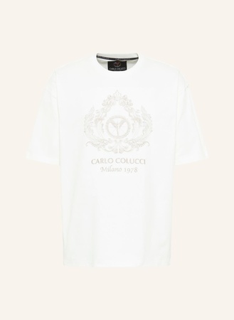 Carlo Colucci  Oversize T-Shirt Mit Stickerei De Bortoli weiss weiss