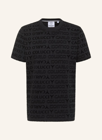 Carlo Colucci  T-Shirt "Monogram Flock" Di Penta schwarz