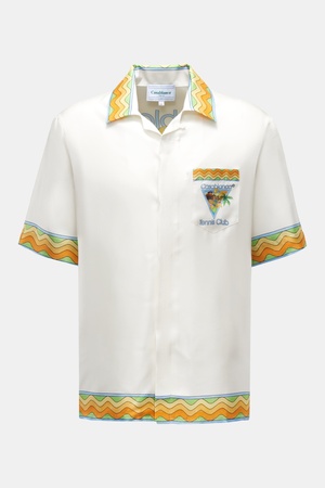 Casablanca  - Herren - Seidenhemd 'Afro Cubism Tennis Club' weiß gemustert