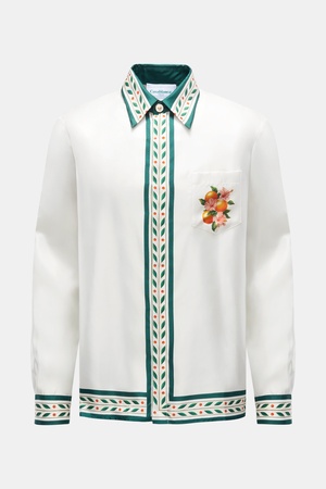 Casablanca  - Herren - Seidenhemd 'Oranges En Fleur' Kent-Kragen weiß gemustert