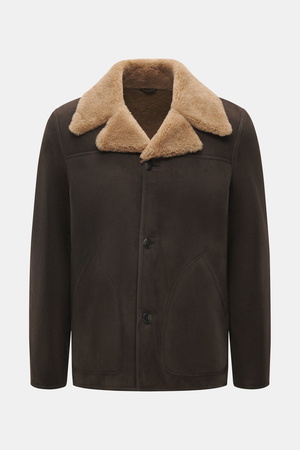 Closed  - Herren - Lammfelljacke dunkelbraun
