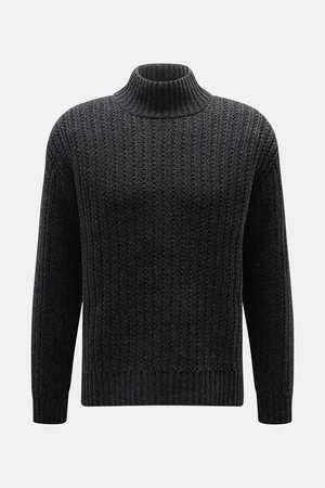 Closed  - Herren - Mock-Neck Pullover dunkelgrau meliert