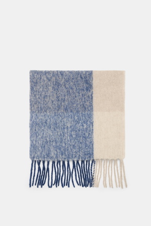 04651 / A trip in a bag - Herren - Schal 'Color Block Scarf' blau meliert/beige/creme