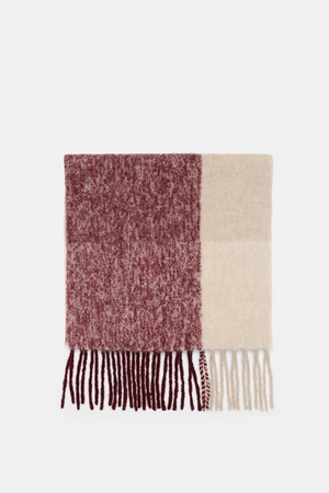 04651 / A trip in a bag - Herren - Schal 'Color Block Scarf' bordeaux meliert/beige/creme