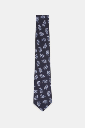Borrelli  - Herren - Seidenkrawatte navy/hellblau/creme gemustert