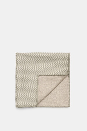 Brunello Cucinelli  - Herren - Seiden-Einstecktuch salbei/creme gemustert