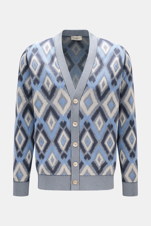 Piacenza  1733 - Herren - Cardigan rauchblau/blau/creme gemustert