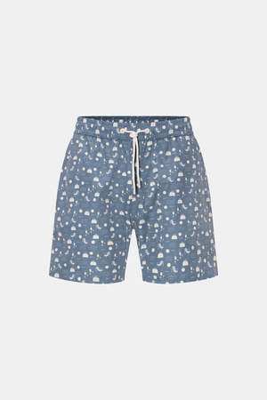 04651 / A trip in a bag - Herren - Badeshorts 'Seaside' rauchblau/creme gemustert