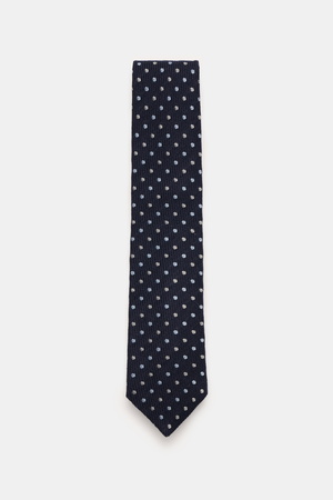 Borrelli  - Herren - Krawatte navy/hellblau/creme gepunktet
