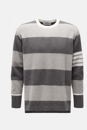Thom Browne  - Herren - Rundhalspullover grau/creme gestreift