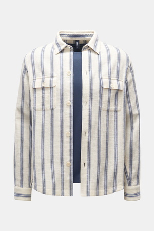 04651 / A trip in a bag - Herren - Seersucker Overshirt navy/creme gestreift
