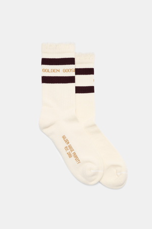 Golden Goose  - Herren - Strümpfe creme/dark bordeaux gestreift