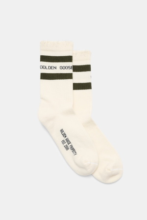 Golden Goose  - Herren - Strümpfe creme/dark olive gestreift