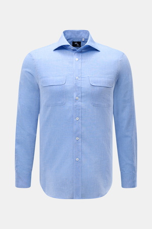 DoppiaA  - Herren - Casual Hemd 'Aantero' Haifisch-Kragen blau
