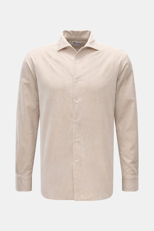 DoppiaA  - Herren - Jacquard-Hemd 'Aannacapri' Haifisch-Kragen beige gemustert