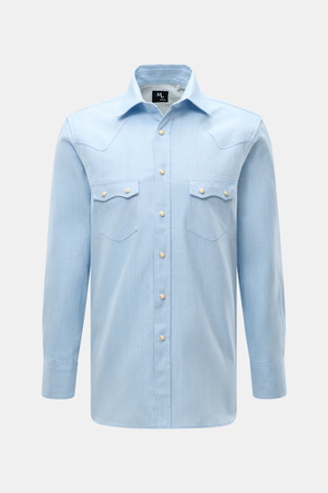 DoppiaA  - Herren - Jeanshemd 'Aariosto' Kent-Kragen hellblau
