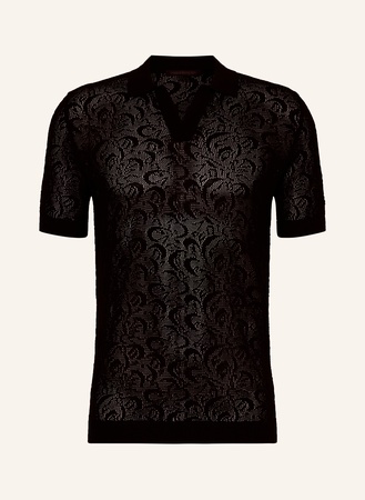 Drykorn  Spitzen-Poloshirt Braian schwarz