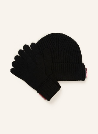 Dsquared2  Set: Mütze Und Handschuhe schwarz beige